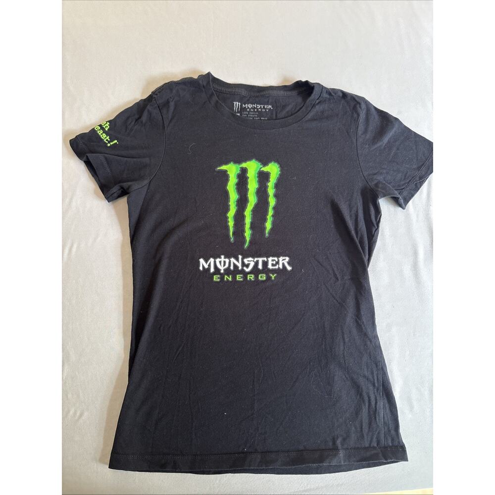 Monster Energy Shirt Womens Sm Black Graphic Logo Unleash the Beast Short Sleeve